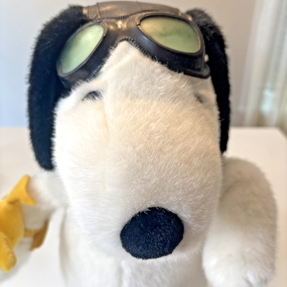 Vintage Snoopy Plush with Woodstock World War I Flying Ace with Aviator 17” - Picture 6 of 10